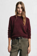 Maglione girocollo maniche 3/4 tinta unita Please - Bordeaux