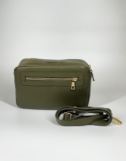 Borsa in vera pelle con doppia scomparto - Verde