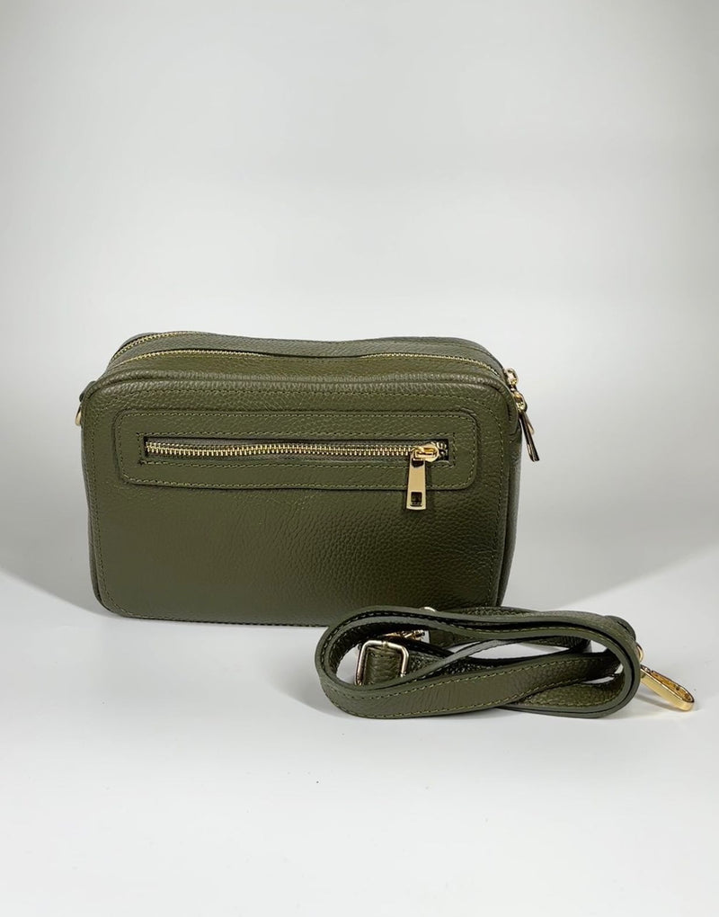 Borsa in vera pelle con doppia scomparto - Verde