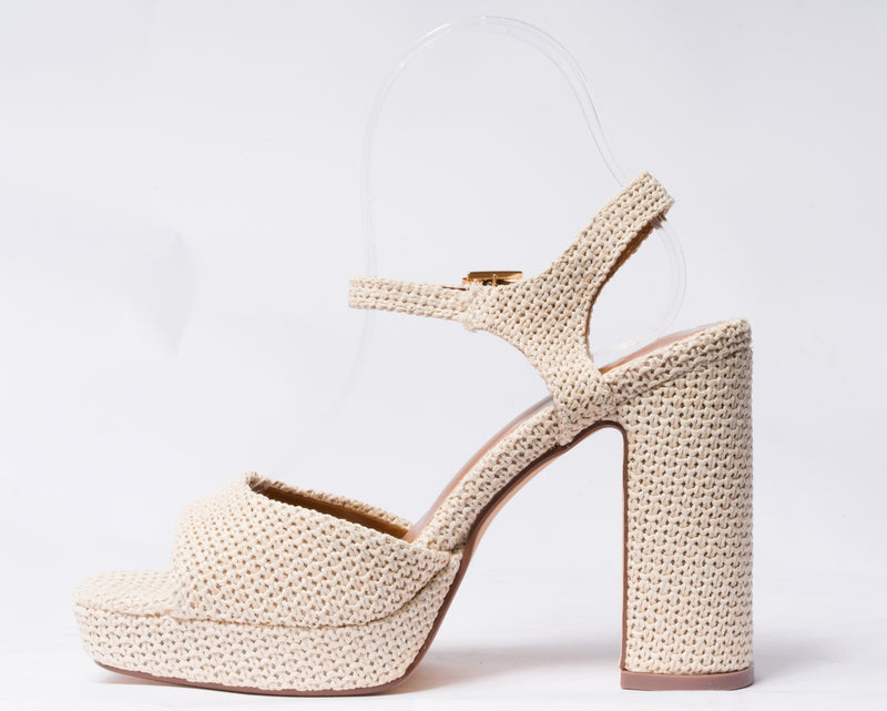 Sandalo da donna in rafia - Beige
