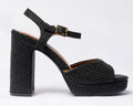 Sandalo da donna in rafia - Nero