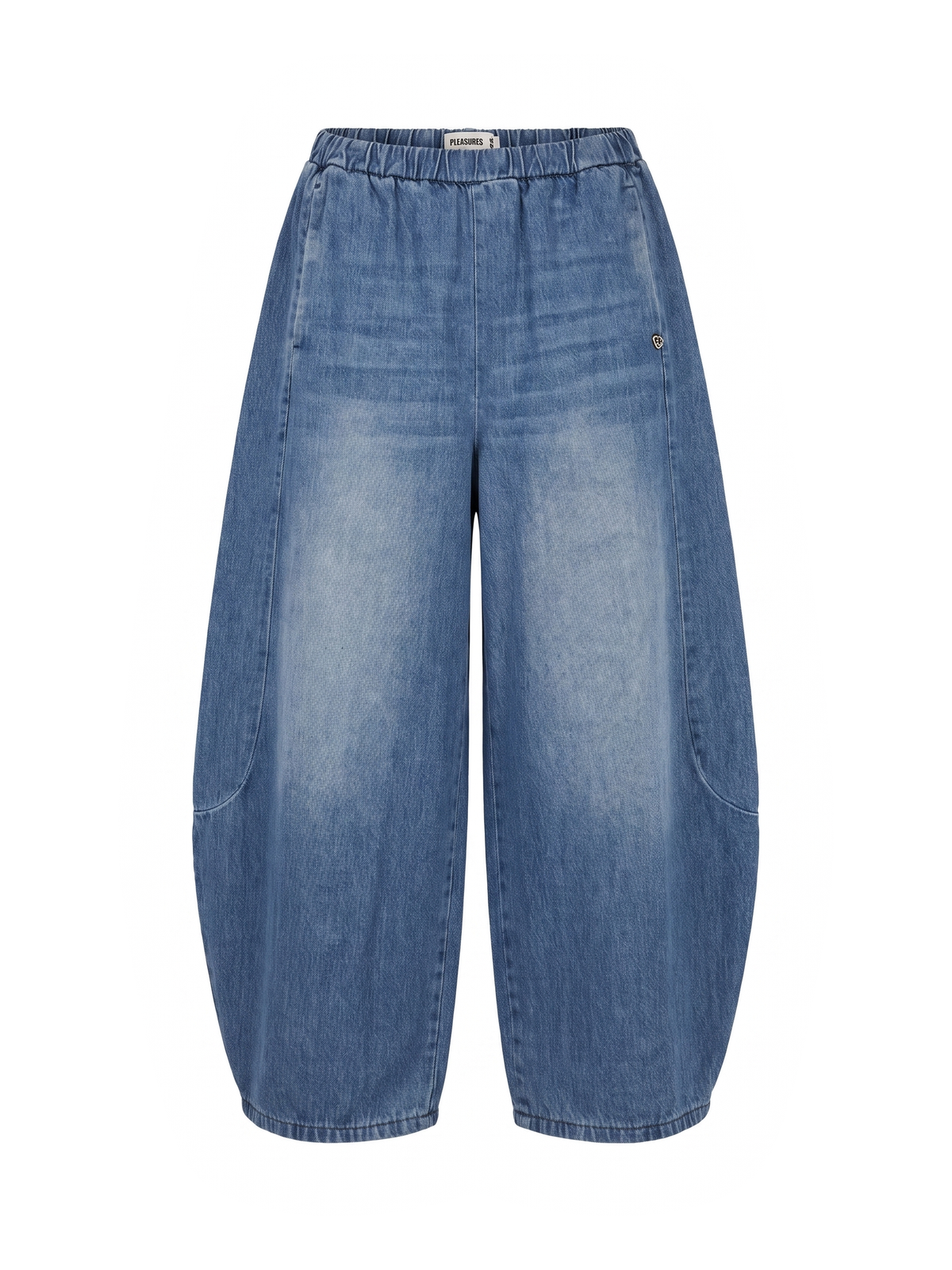 Jeans a palloncino blu denim con vita elasticizzata