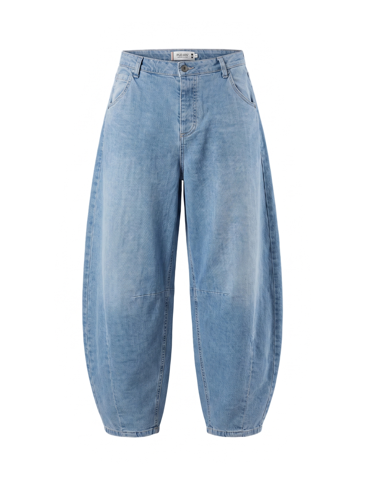 Jeans balloon fit PLEASE blu chiaro con cuciture strutturali