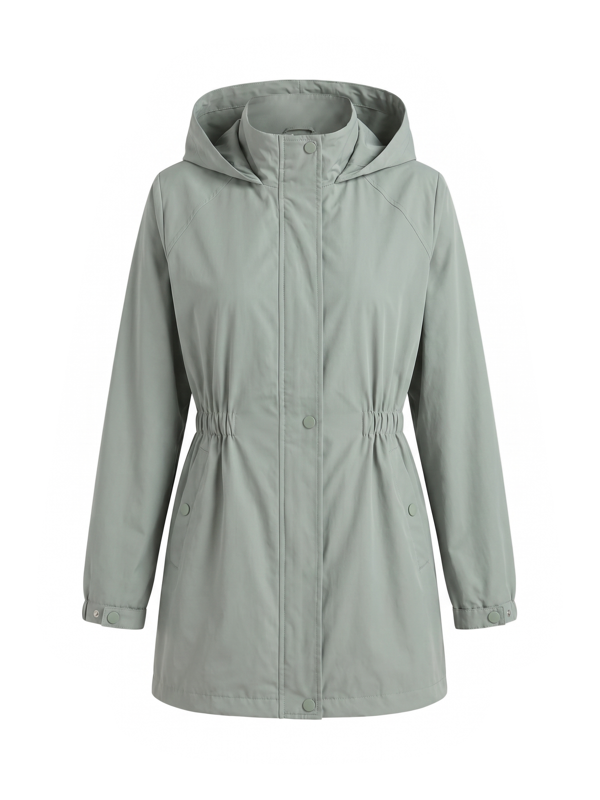 Parka leggero verde menta con coulisse e cappuccio