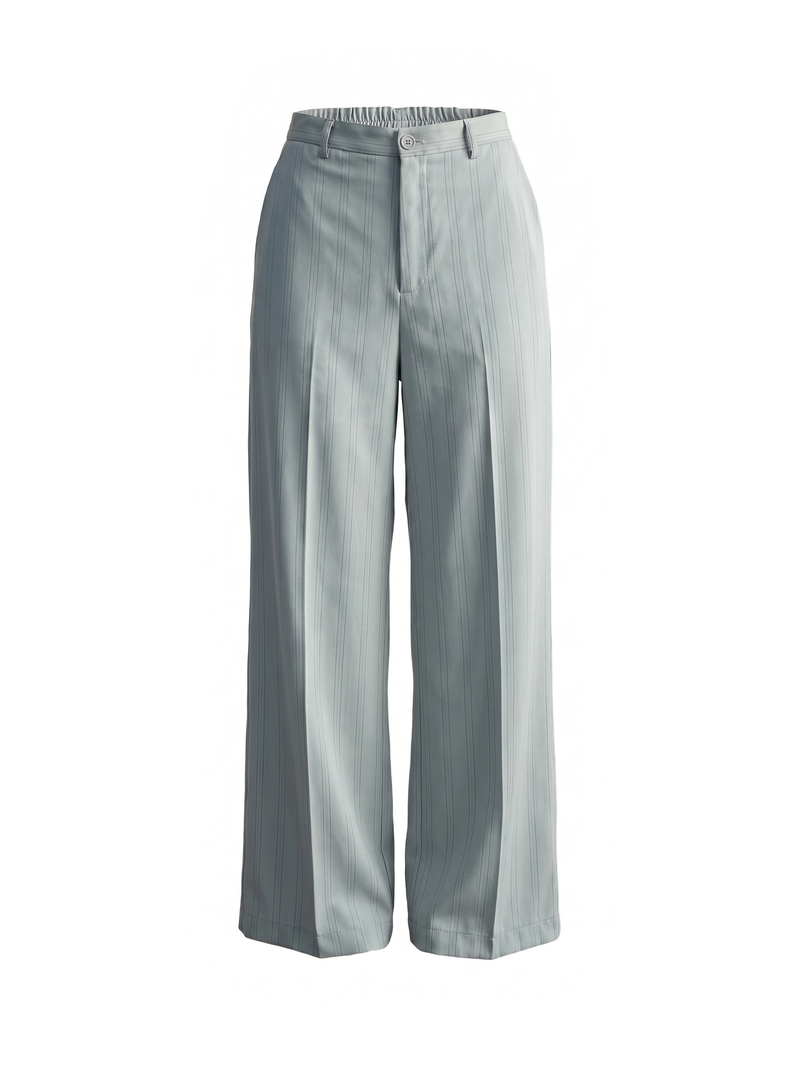 Pantaloni a gamba dritta verde salvia gessati sstore
