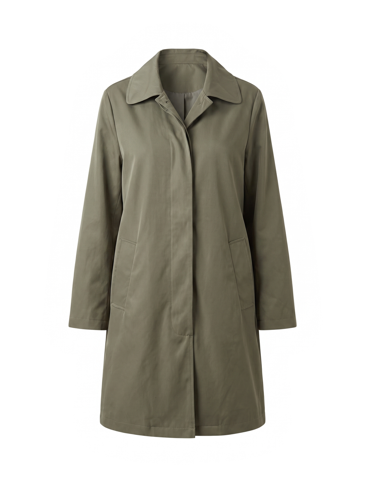 Trench verde oliva minimalista lunghezza 3/4