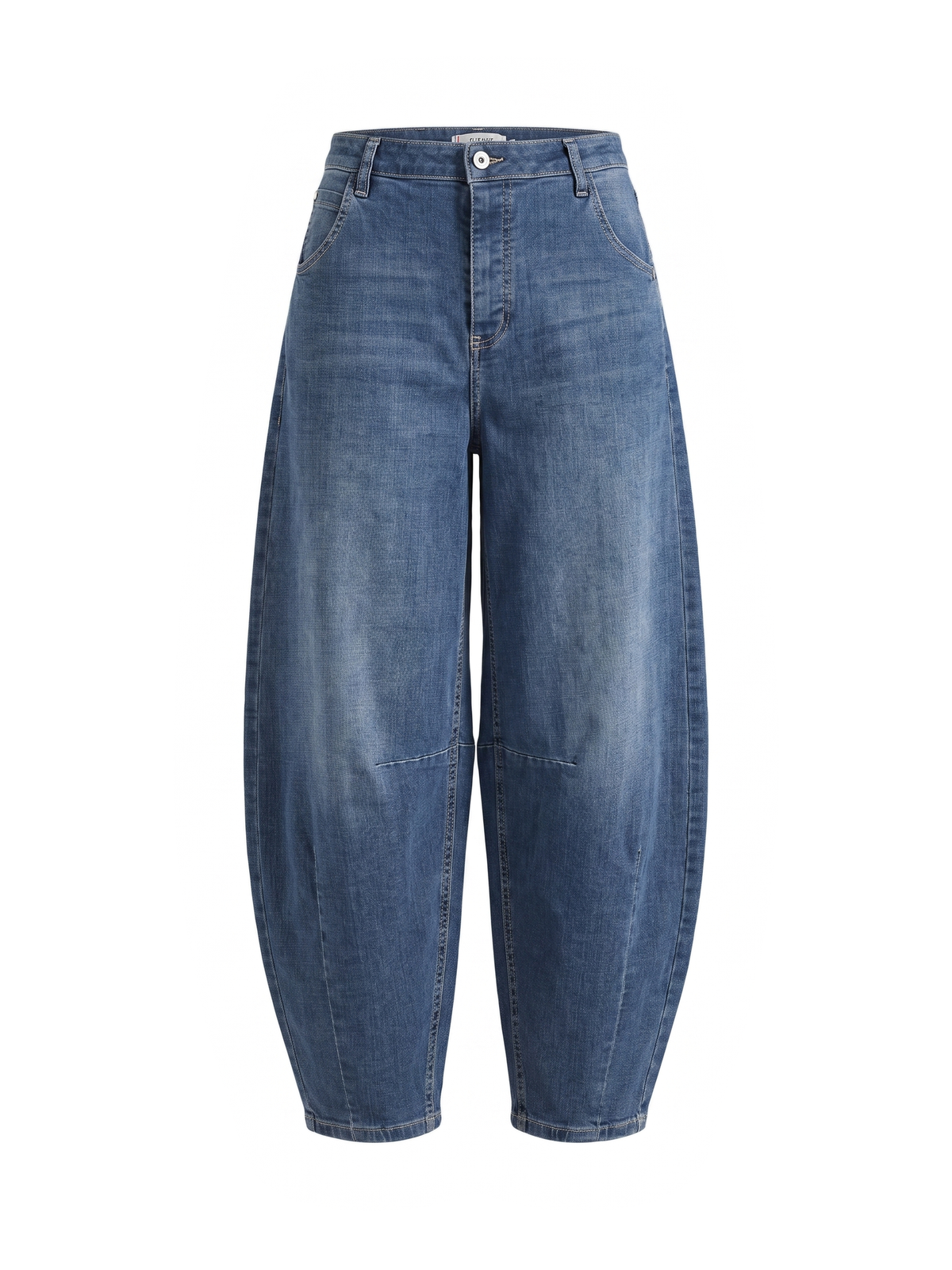 Jeans Please barrel fit blu denim con dettagli a cuore