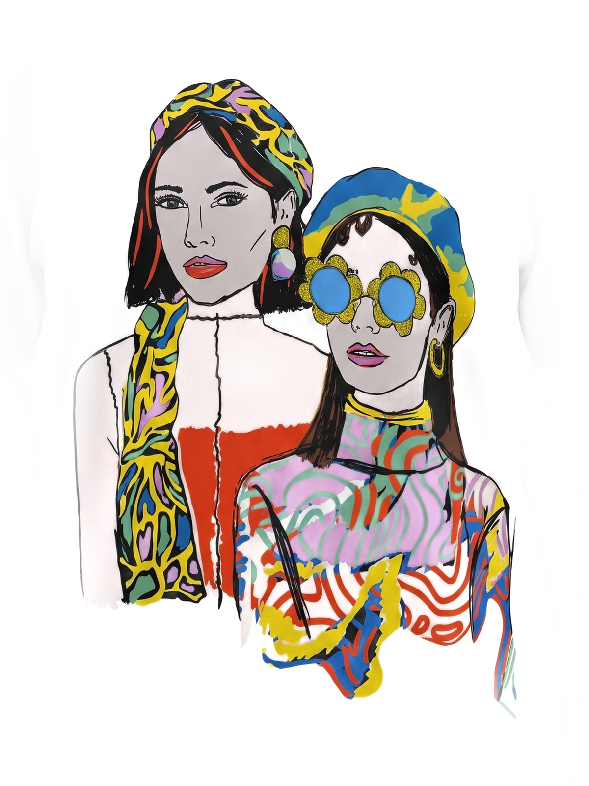 T-shirt bianca con stampa grafica pop art