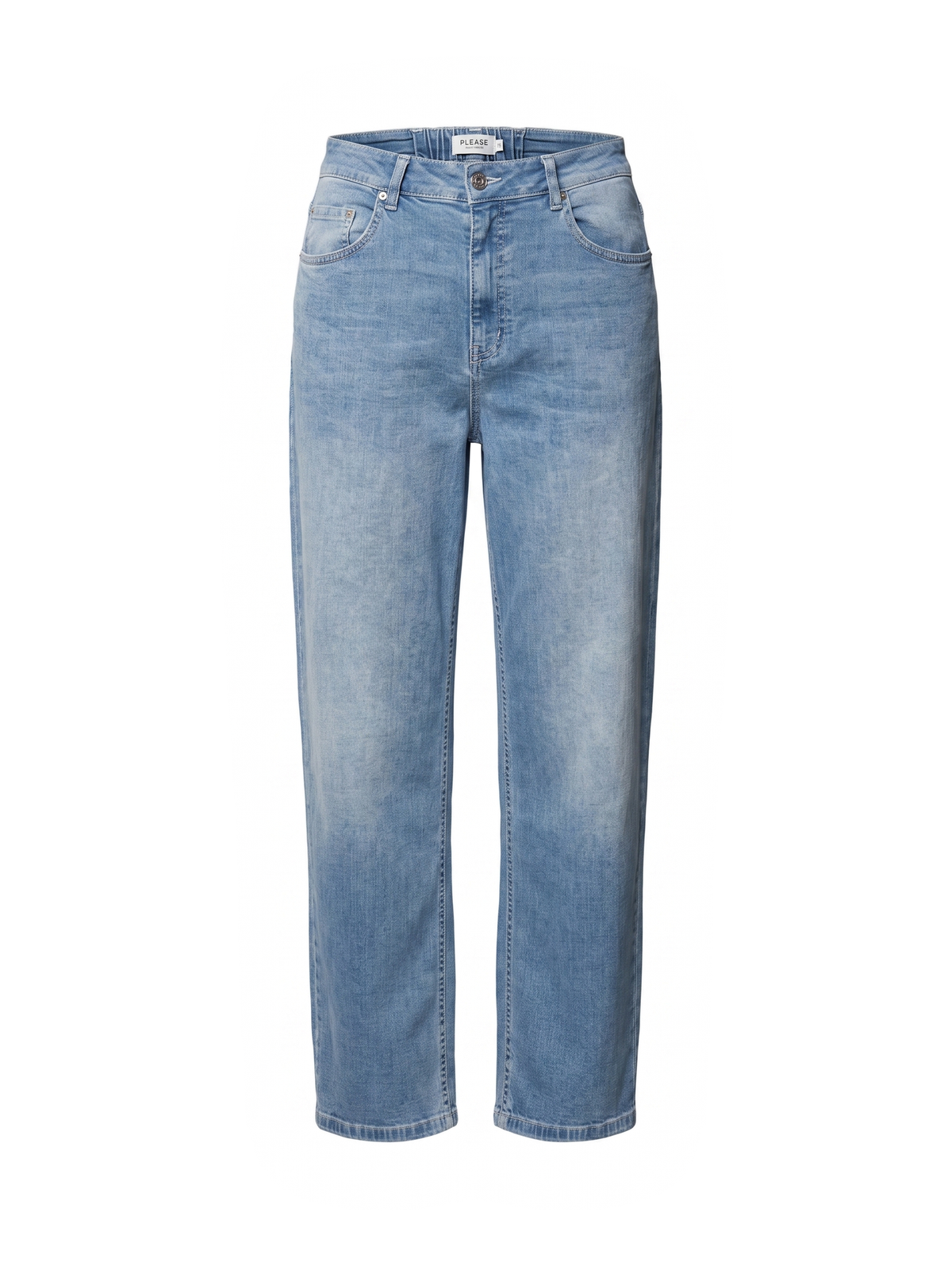 Jeans blu chiaro gamba dritta con elastico in vita