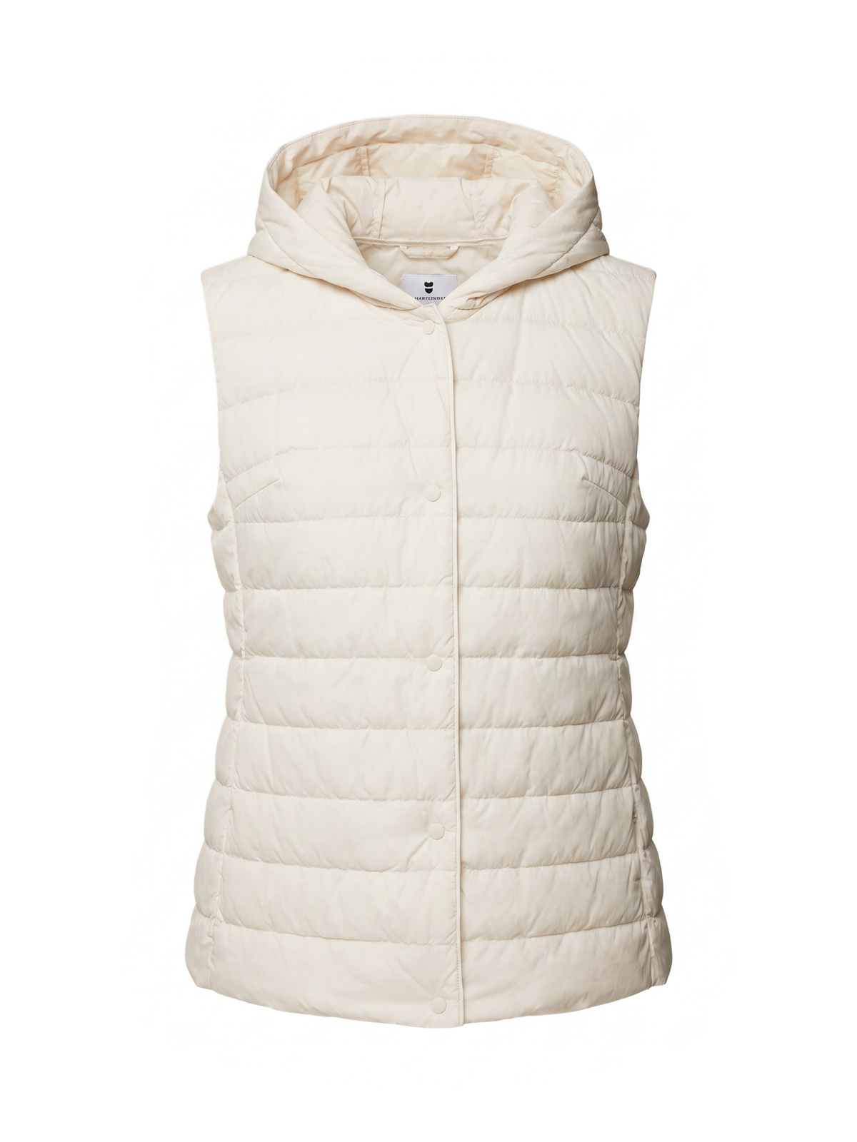 Gilet imbottito Please panna con cappuccio