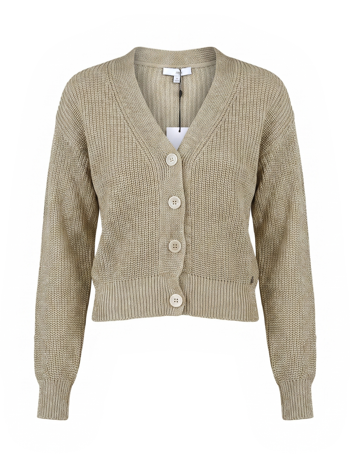 Cardigan PLEASE oro metallizzato con bottoni bianchi