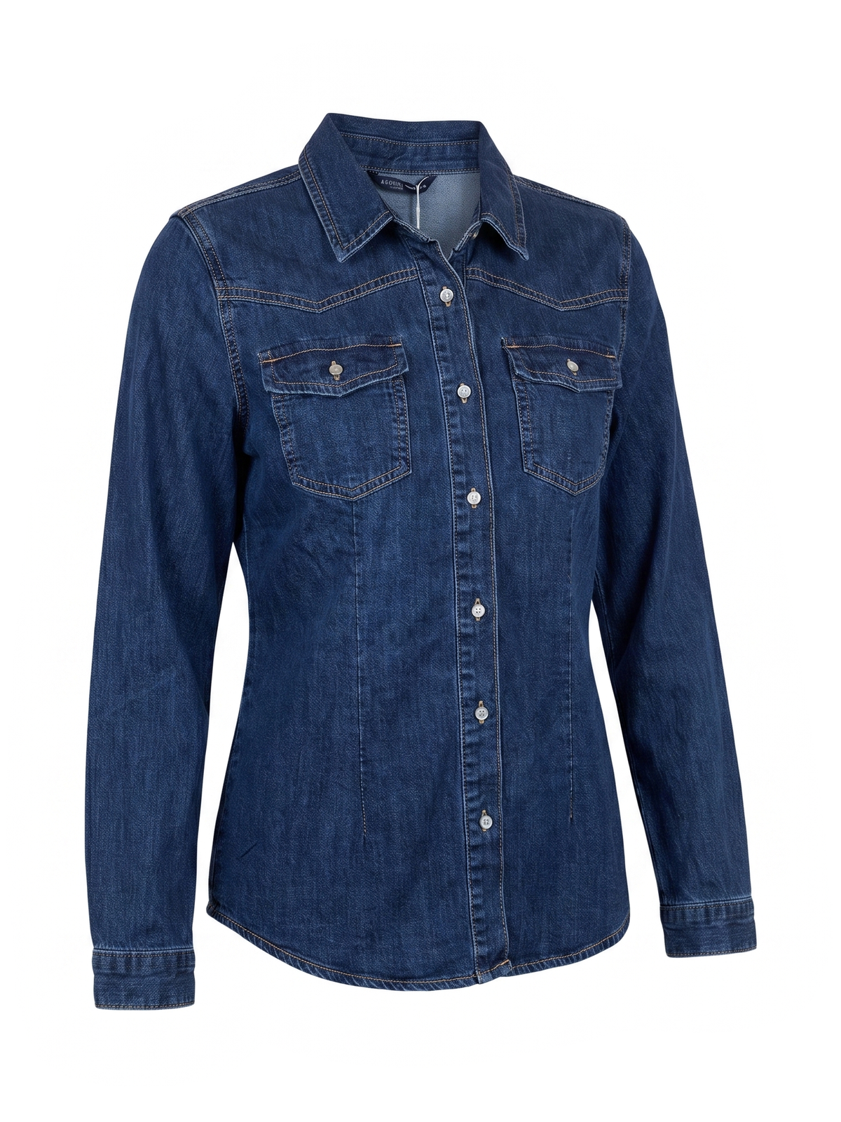 Camicia di jeans blu scuro sciancrata