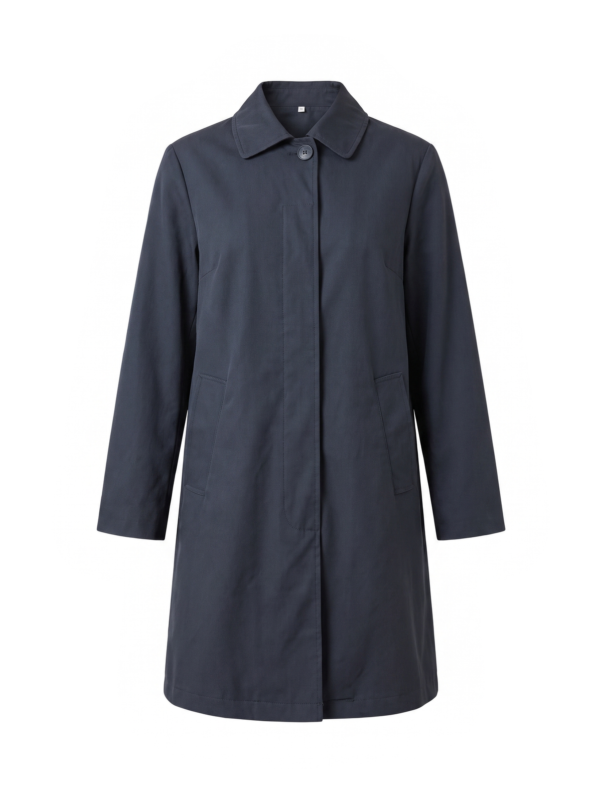 Trench nero in misto cotone con bottoni a scomparsa