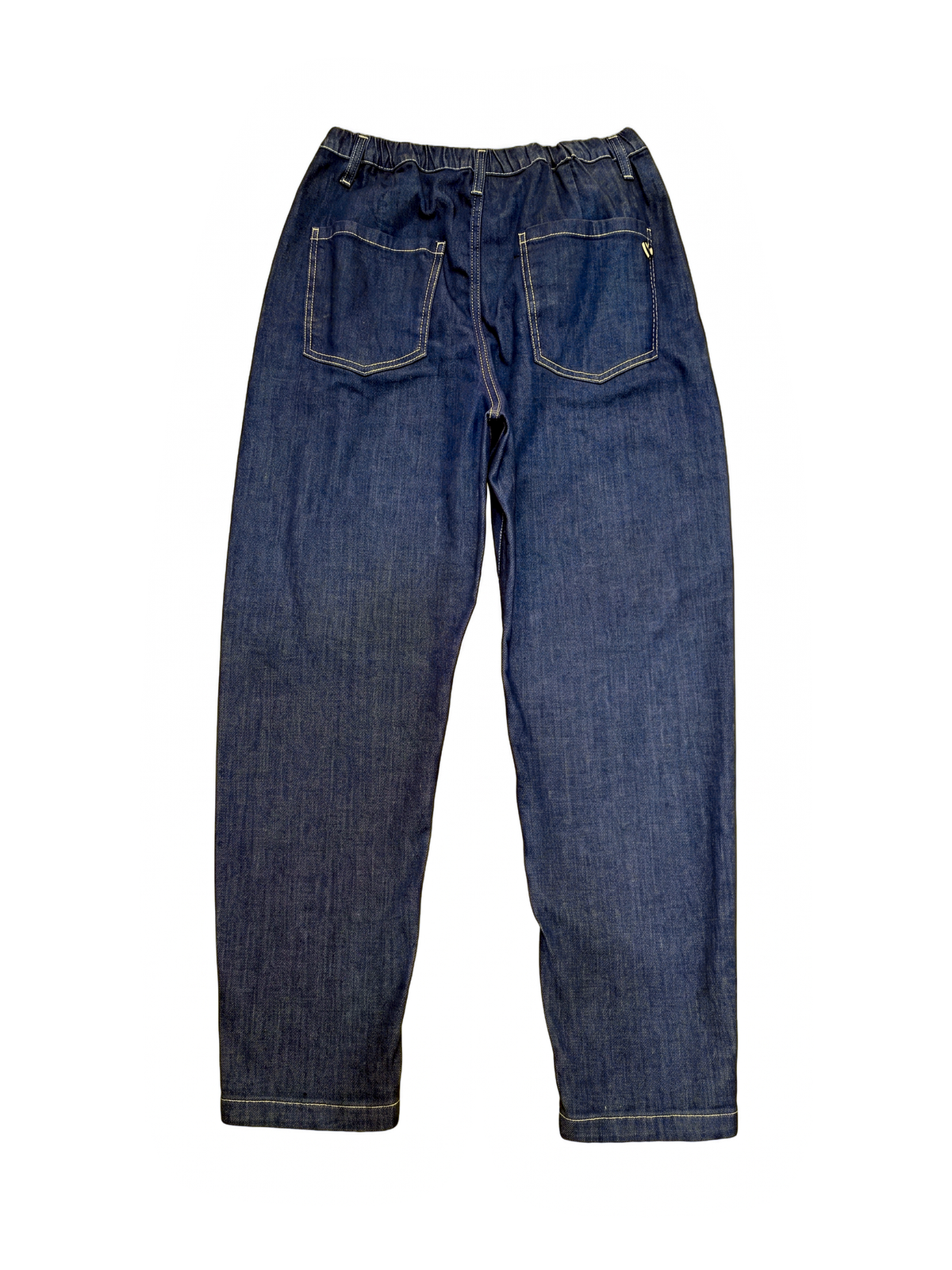 Jeans sstore bambina blu scuro carrot fit con orsetto