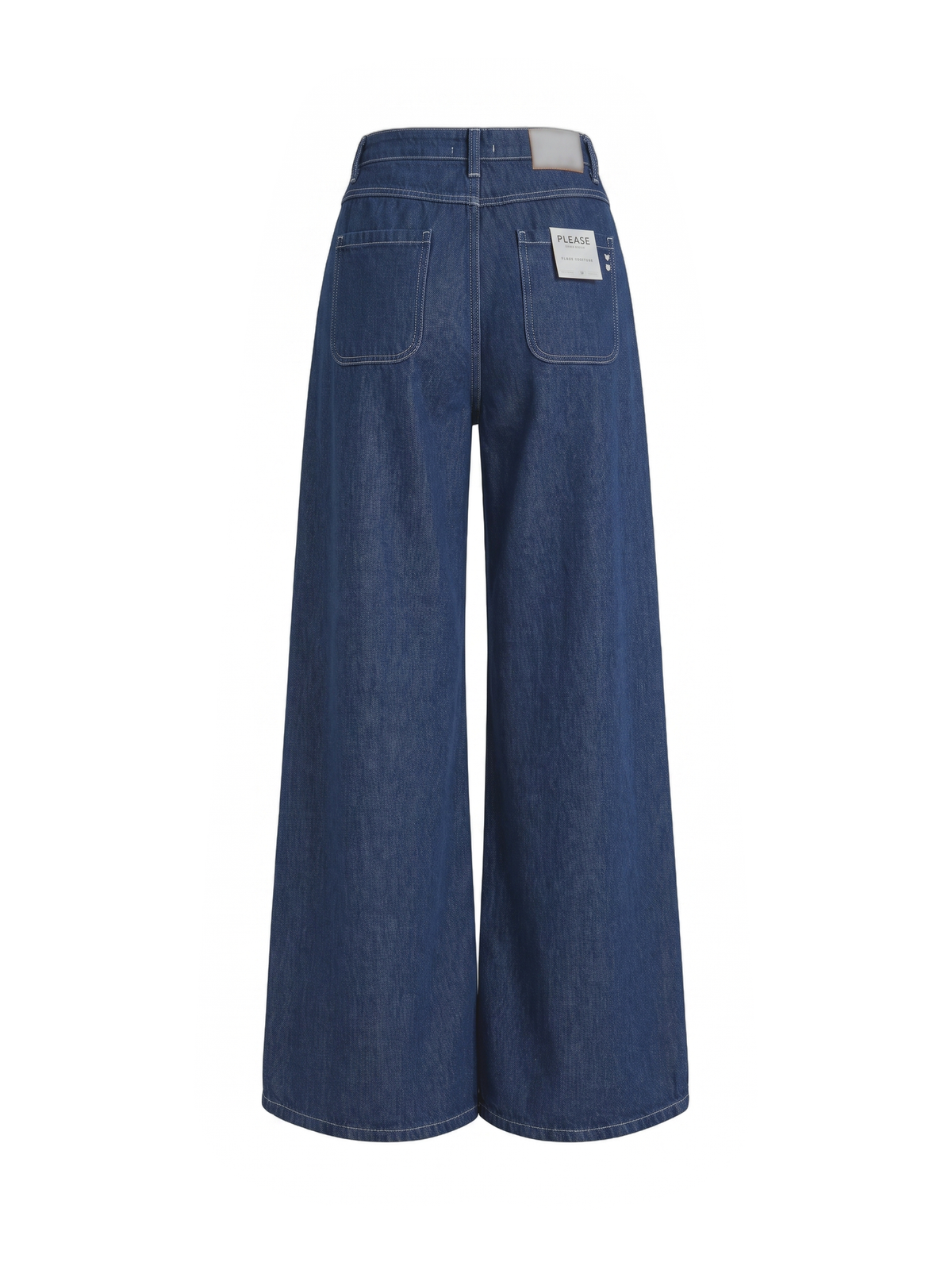 Jeans flare blu scuro a vita alta con cuciture a contrasto