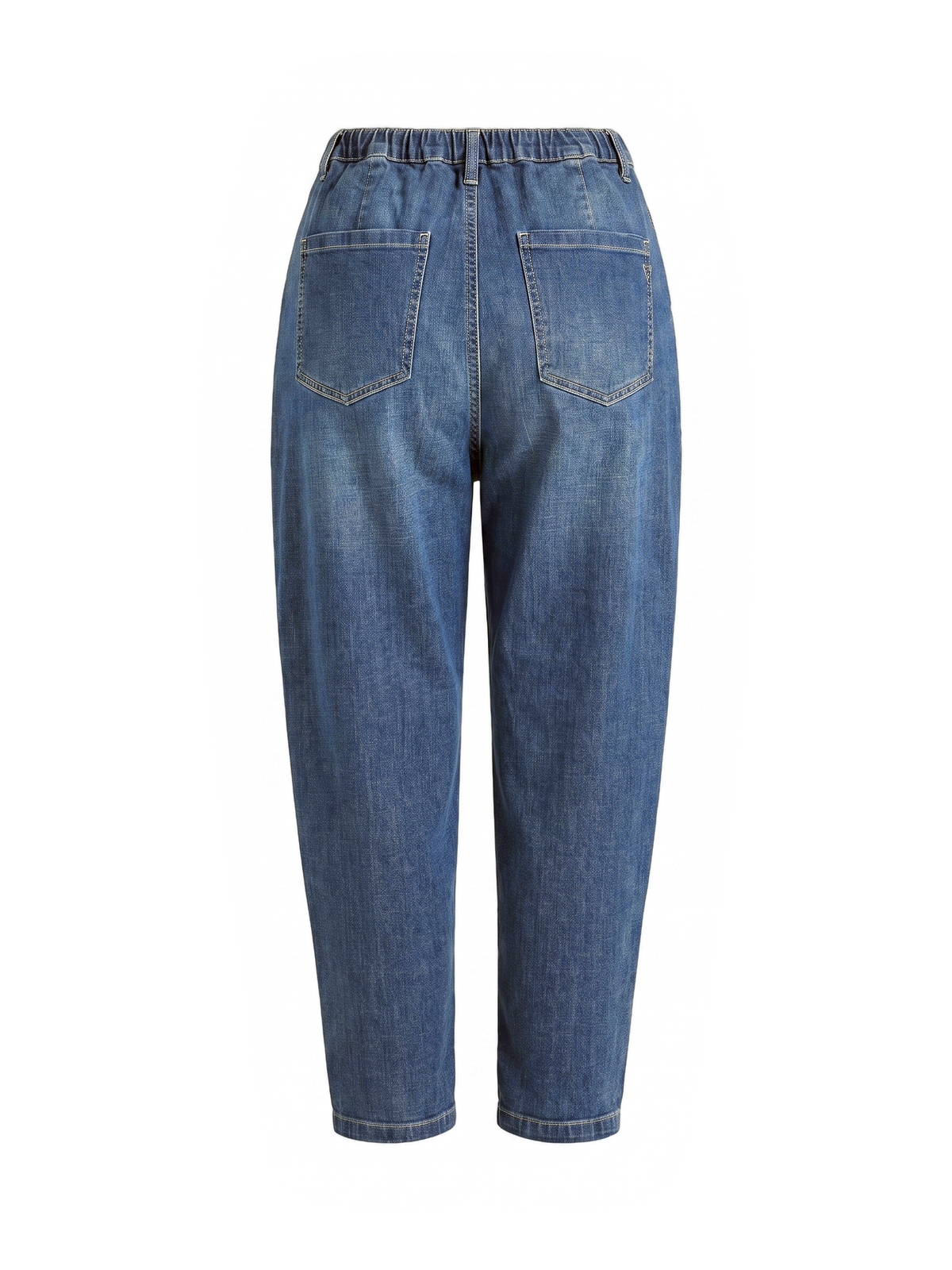 Jeans tapered blu denim con dettaglio orsetto