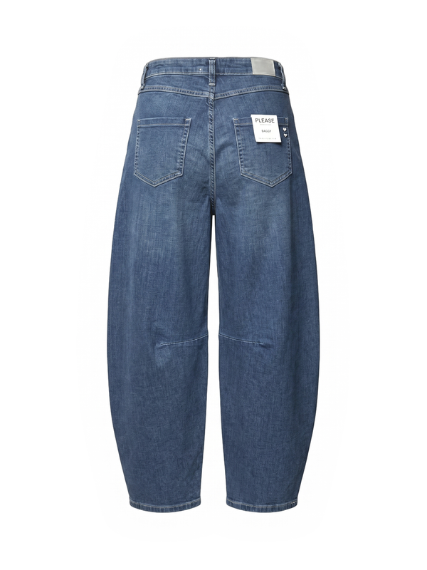 Jeans Please barrel fit blu denim con dettagli a cuore