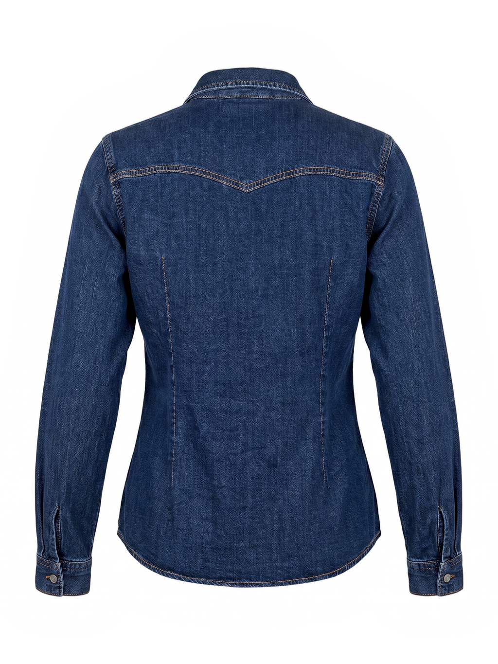 Camicia di jeans blu scuro sciancrata