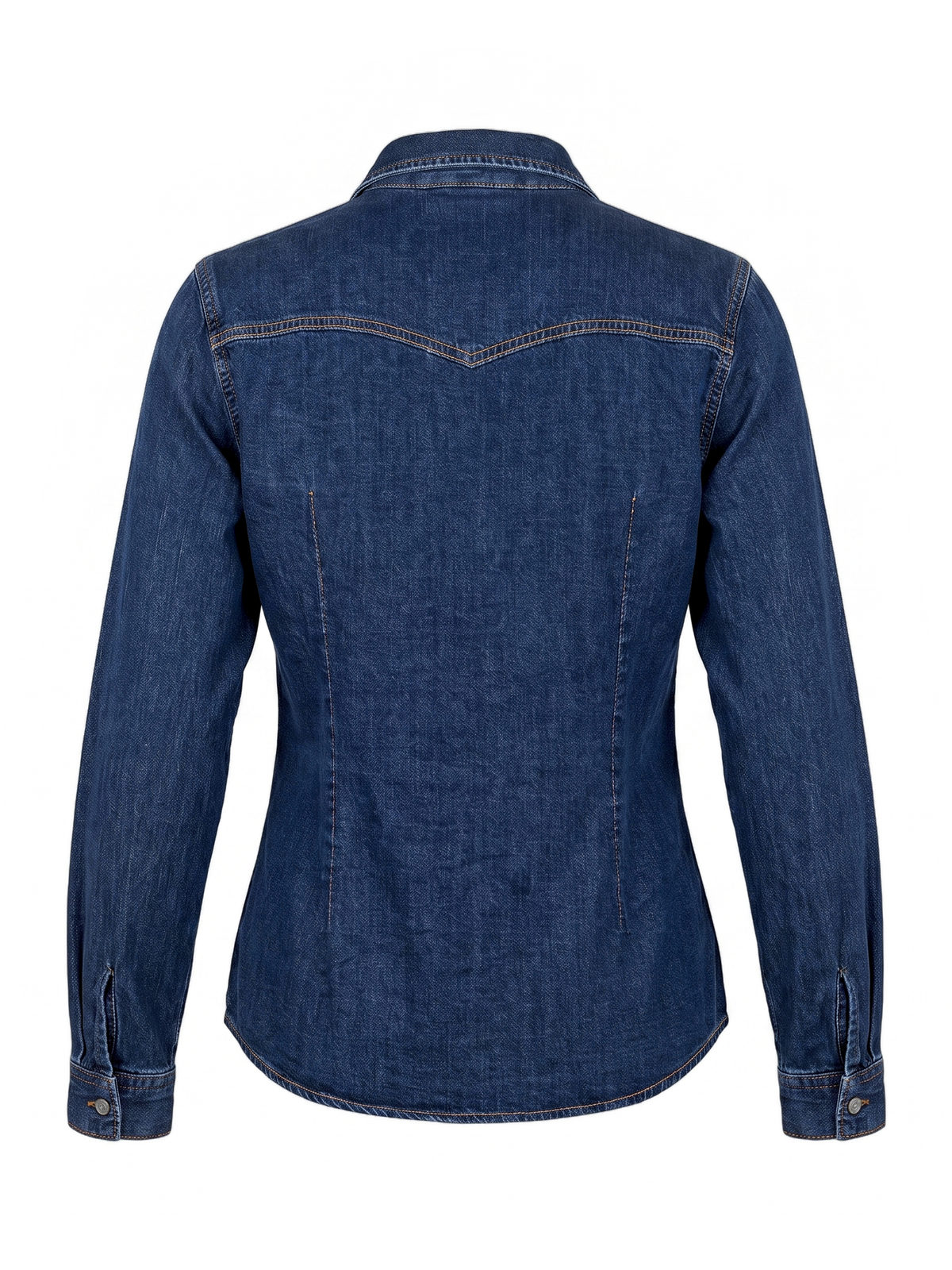 Camicia di jeans blu scuro sciancrata