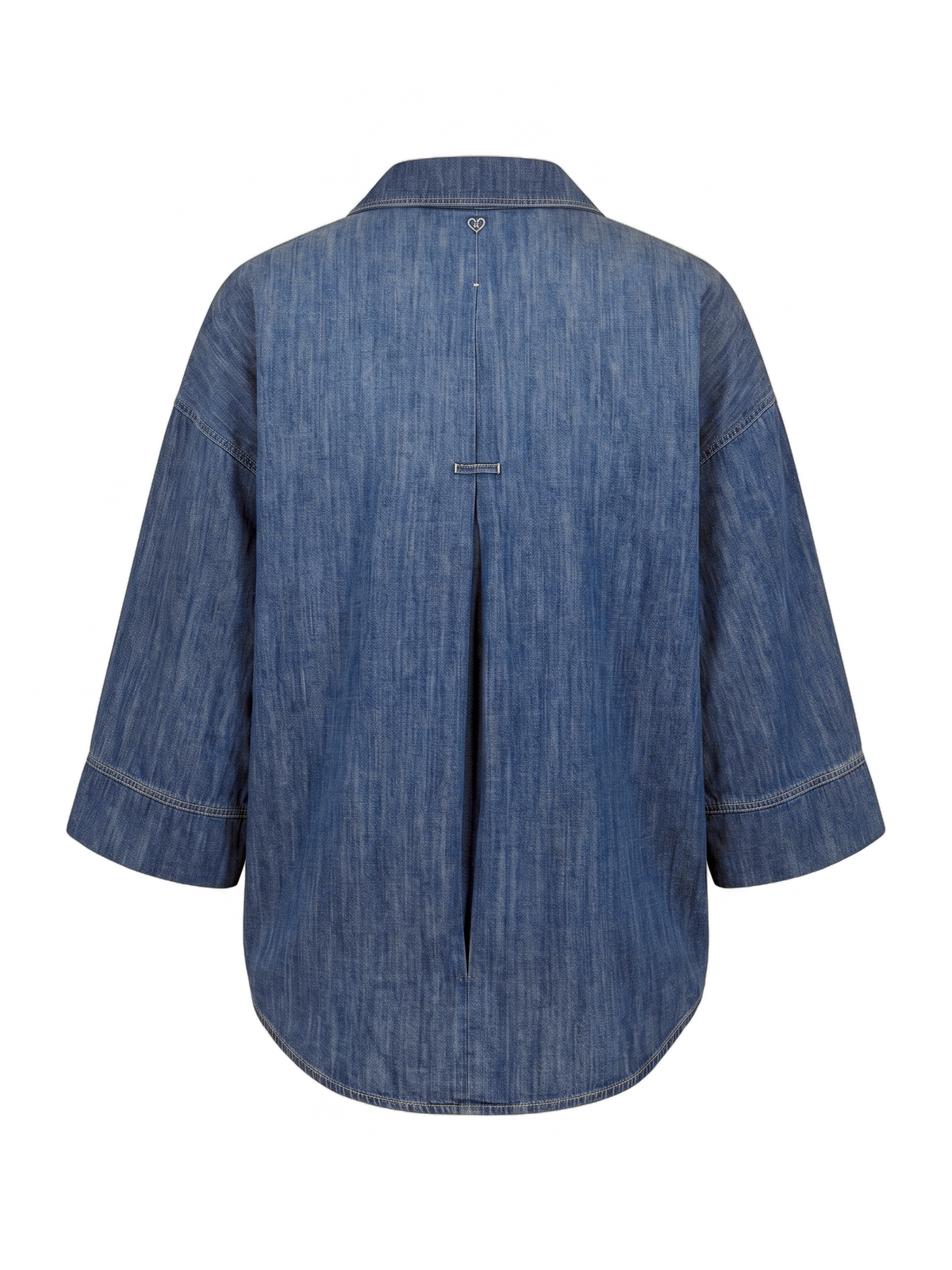 Camicia in denim PLEASE blu con bottoni tartarugati