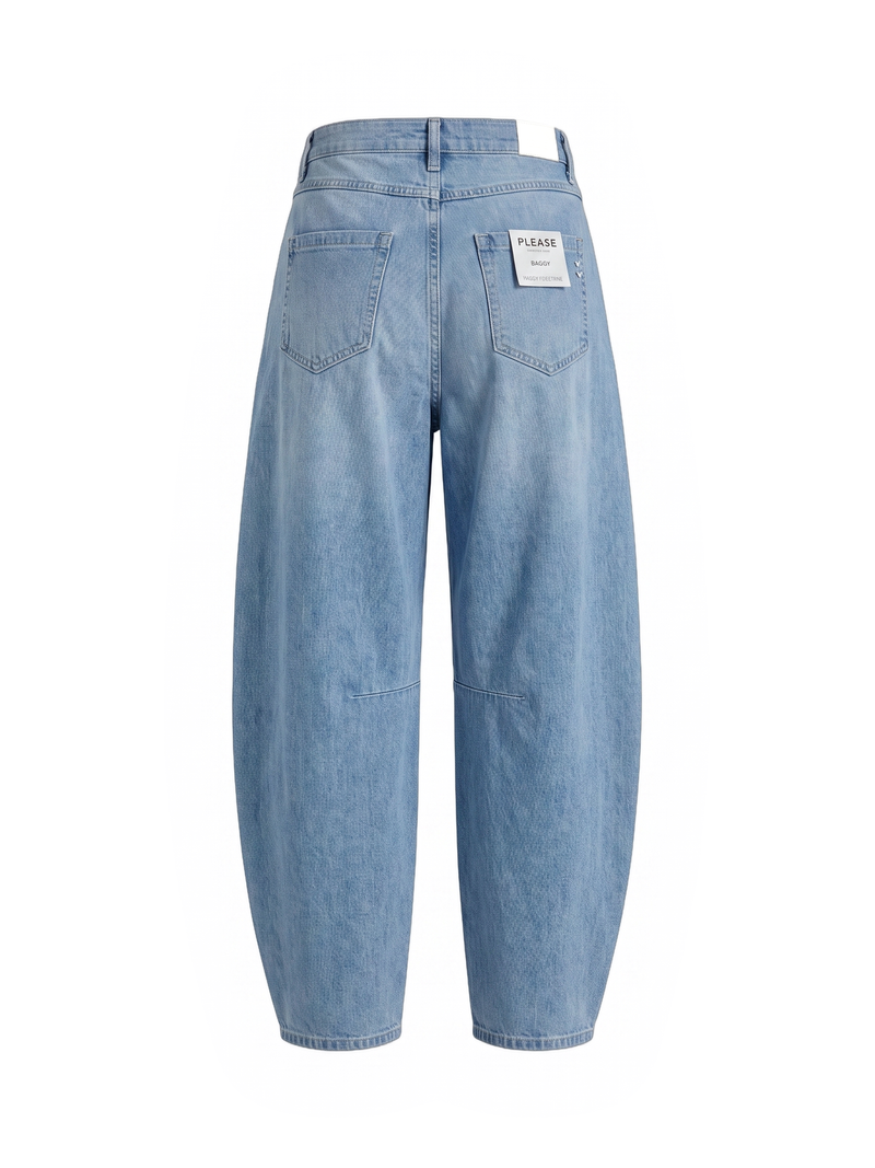 Jeans balloon fit PLEASE blu chiaro con cuciture strutturali