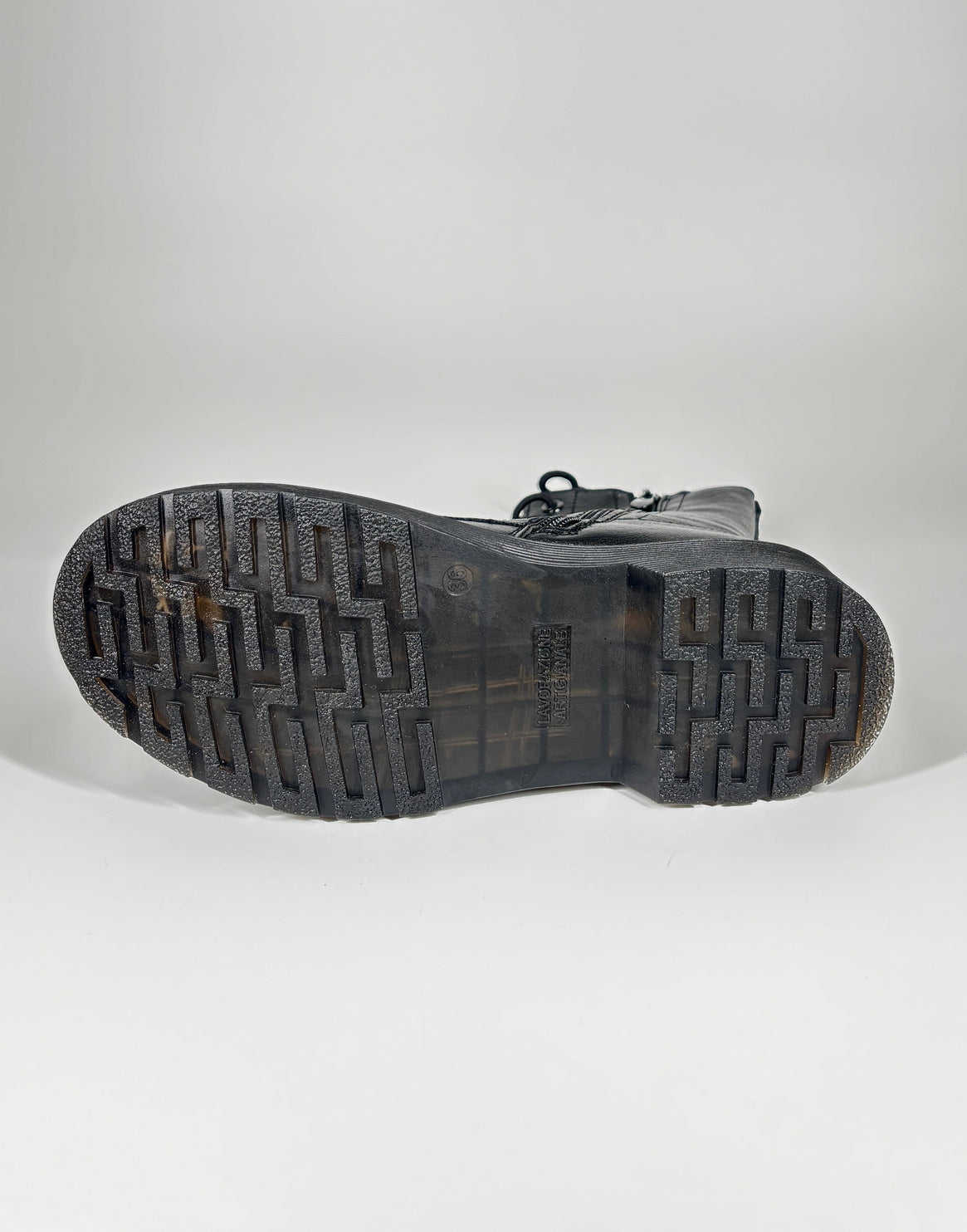 Anfibi in ecopelle con lacci Zip Laterale - Nero