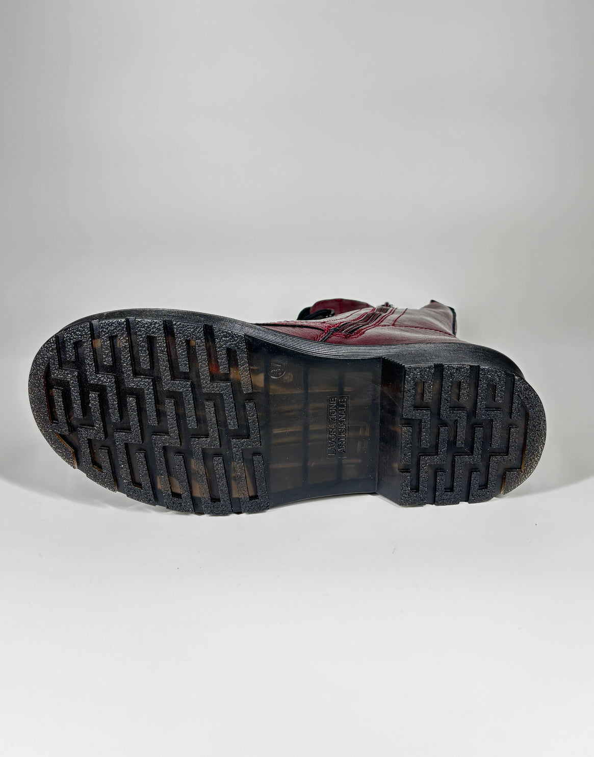 Anfibi in ecopelle con lacci Zip Laterale - Bordeaux