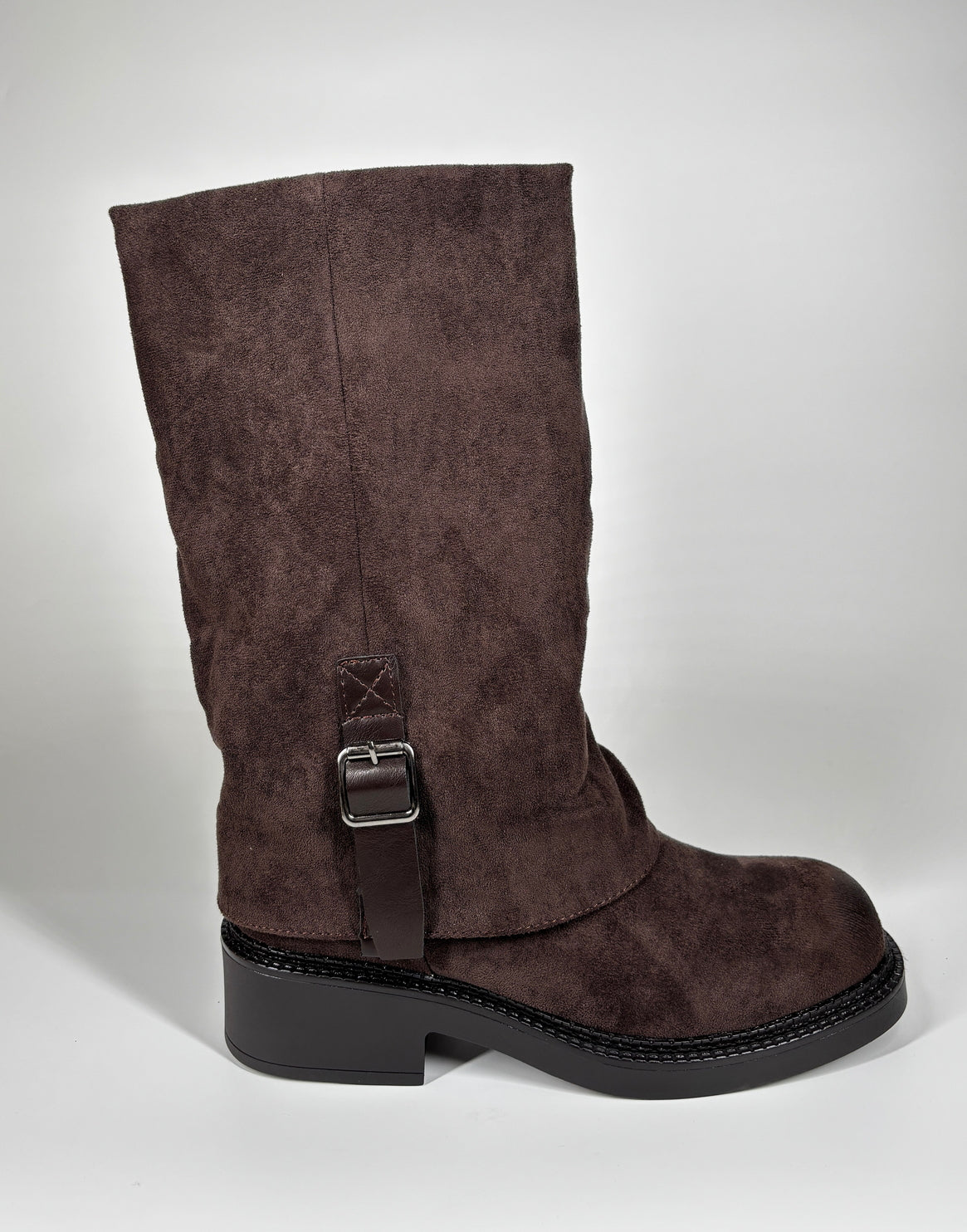 Stivale alto in camoscio - marrone