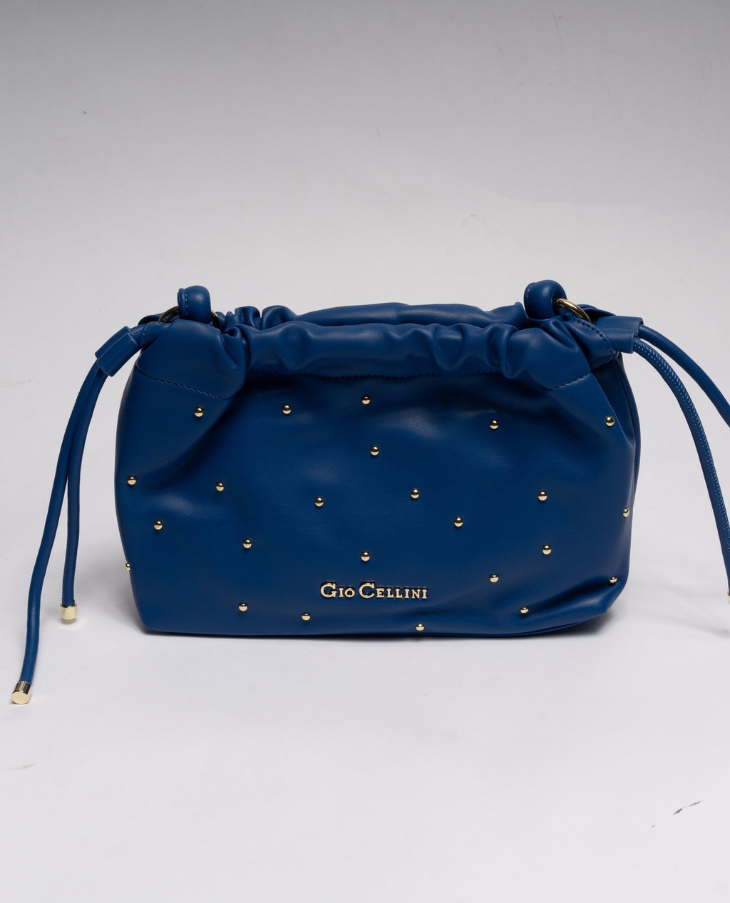 BLU | Minibag a sacchetta Gio Cellini "Vicky pop" in ecopelle liscia con borchie dorate