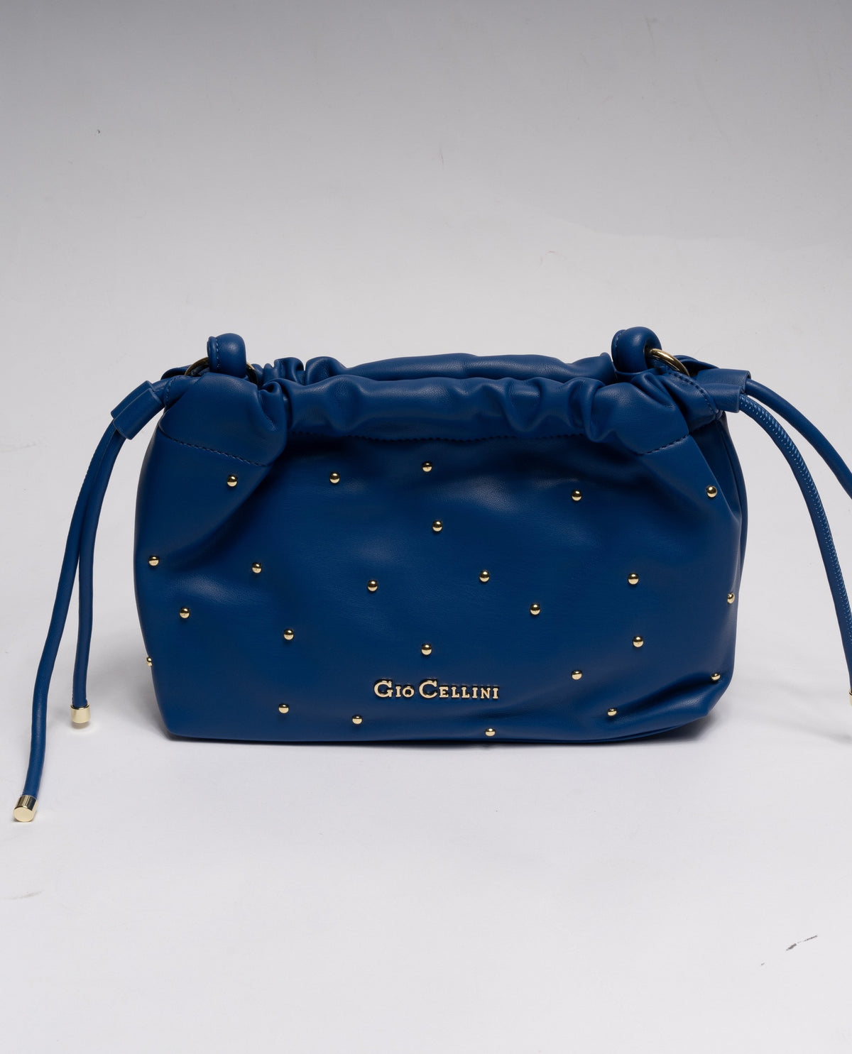 BLU | Minibag a sacchetta Gio Cellini "Vicky pop" in ecopelle liscia con borchie dorate