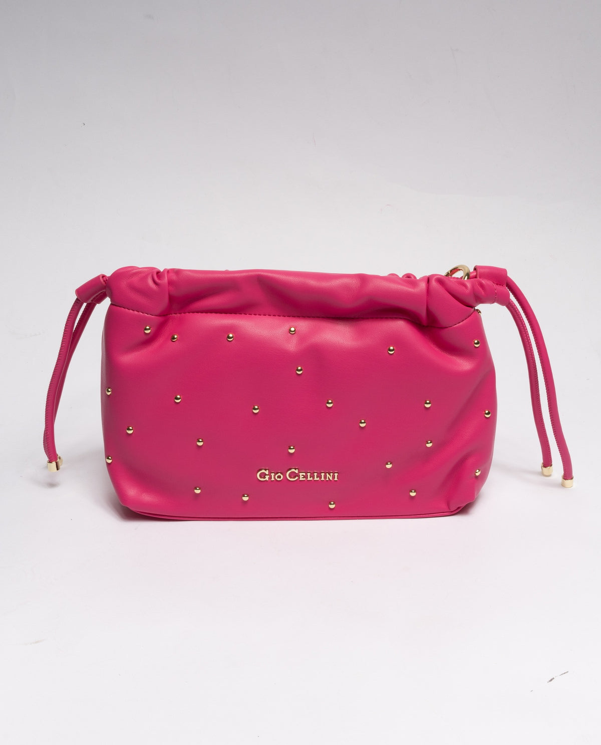 FUCSIA | Minibag a sacchetta Gio Cellini "Vicky pop" in ecopelle liscia con borchie dorate