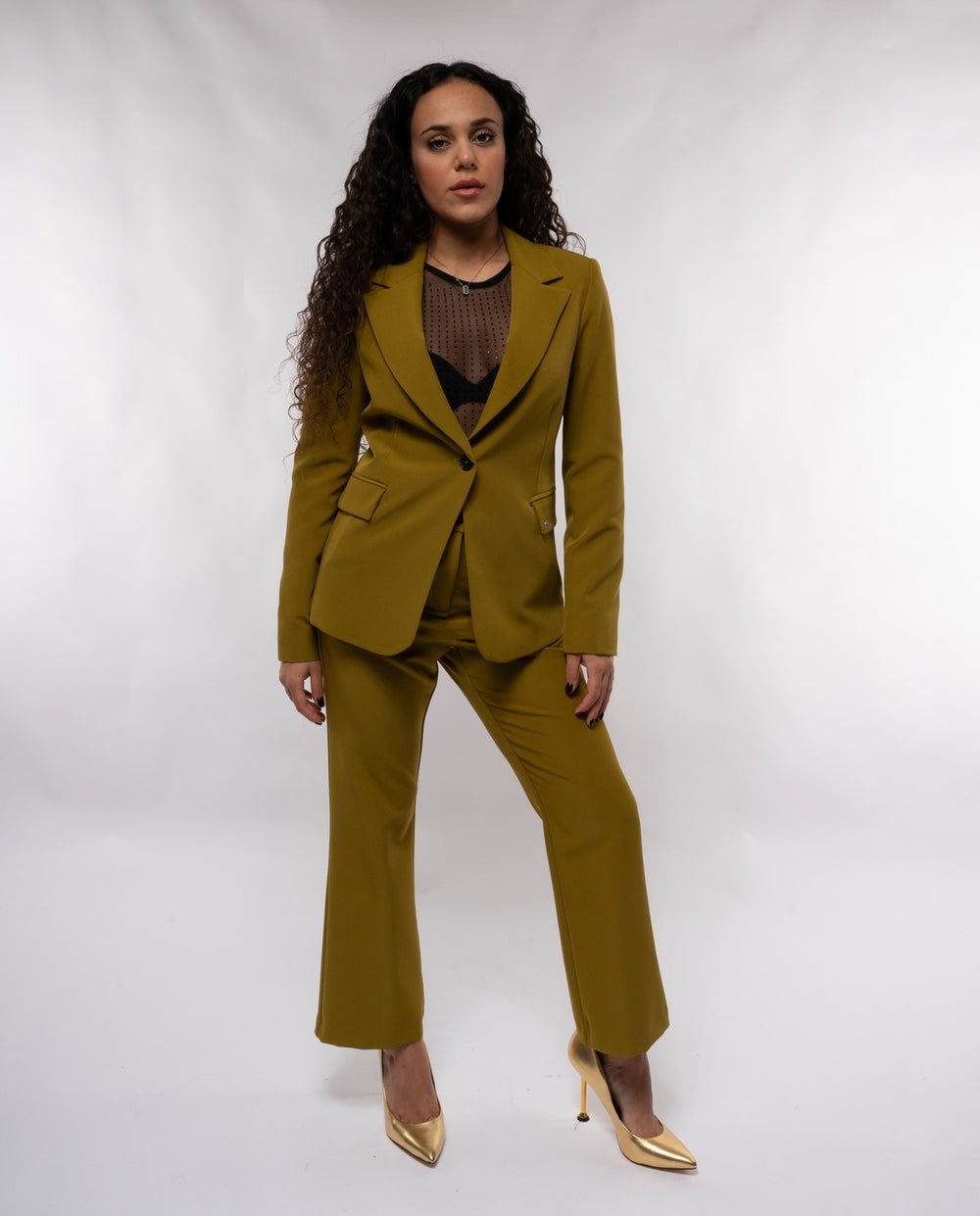 Giacca da donna Please monopetto avvitata collo reverse MOSTARDA