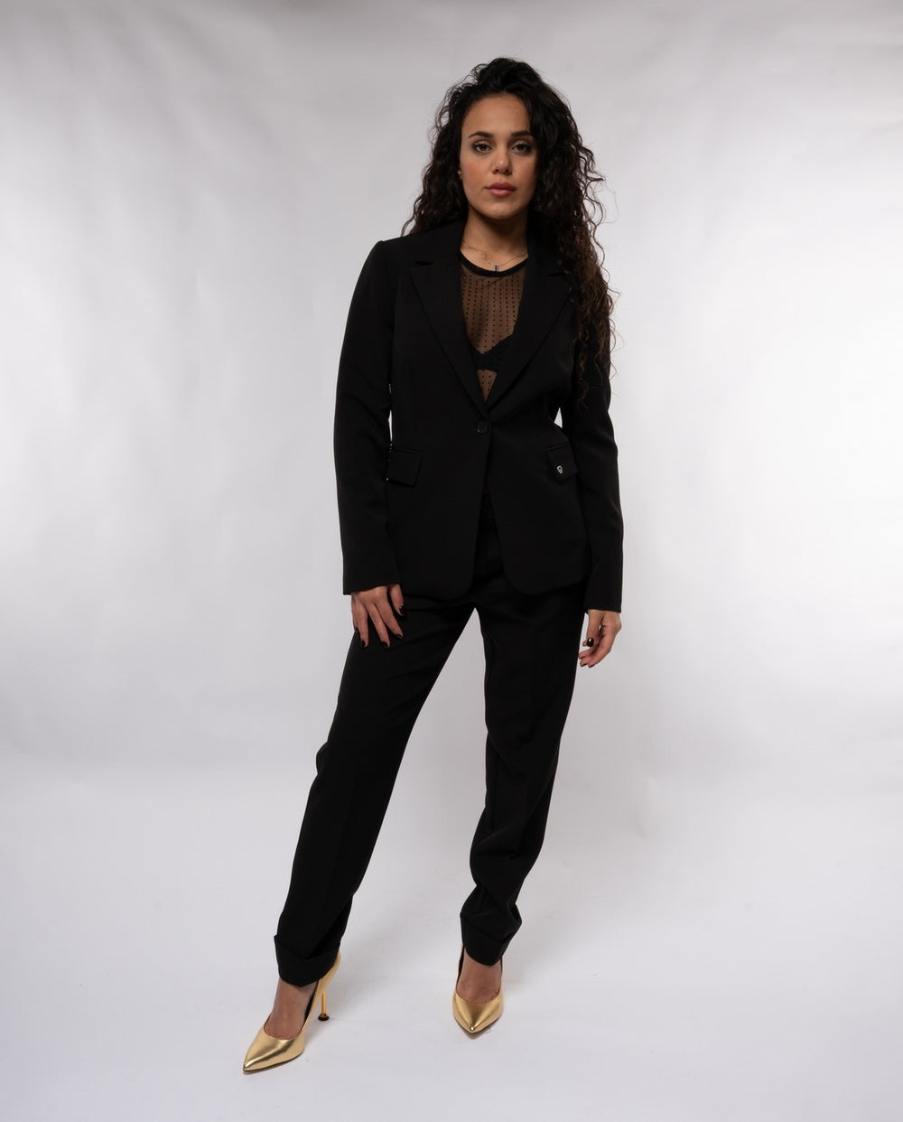 Giacca da donna Please monopetto avvitata collo reverse NERO