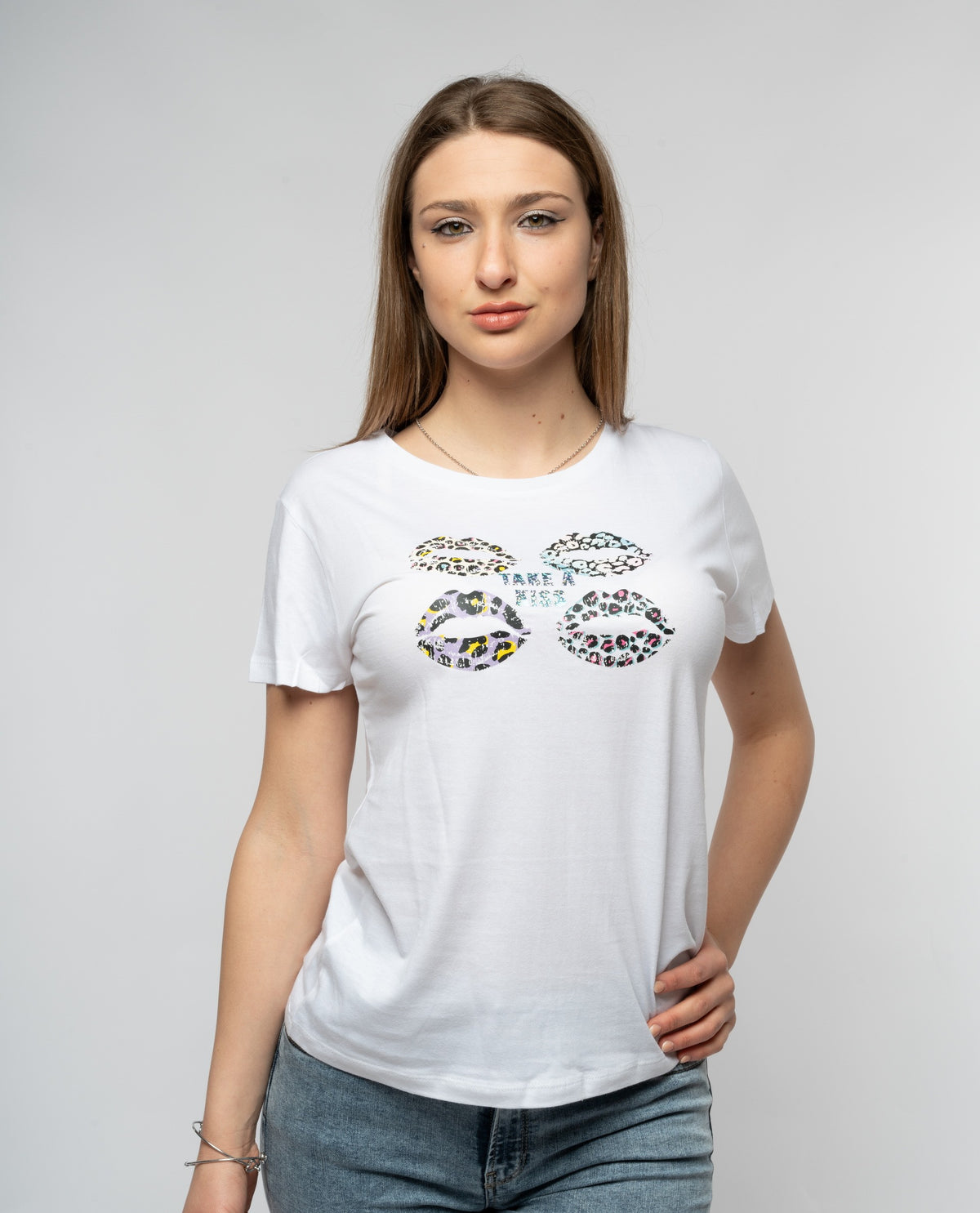 immagine-1-please-t-shirt-please-mezza-manica-slim-con-stampa-take-a-kiss-bianco-t-shirt-top-t7663pe302_bianco