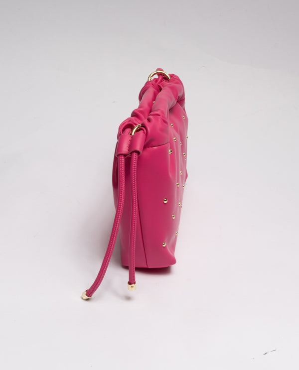 FUCSIA | Minibag a sacchetta Gio Cellini "Vicky pop" in ecopelle liscia con borchie dorate