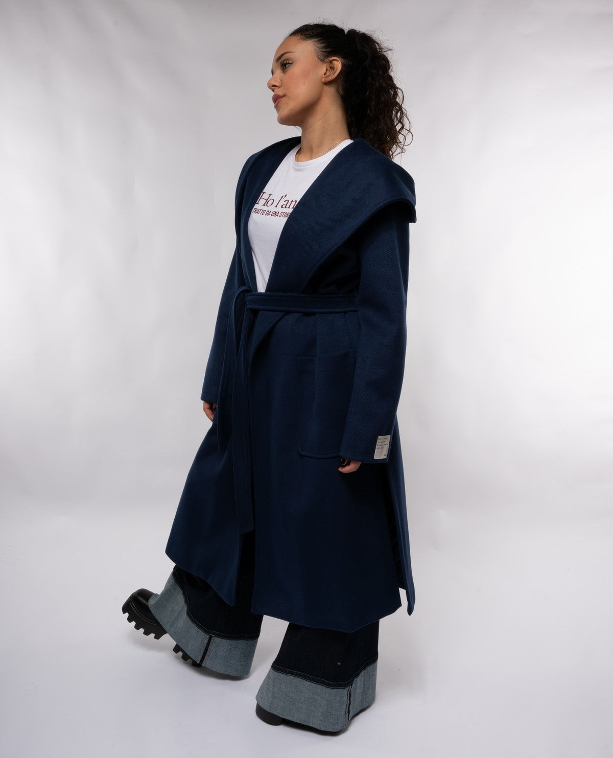 immagine-2-please-cappotto-da-donna-please-con-cappuccio-e-cintura-blu-scuro-cappotti-k0gaqy4000_blu-scuro