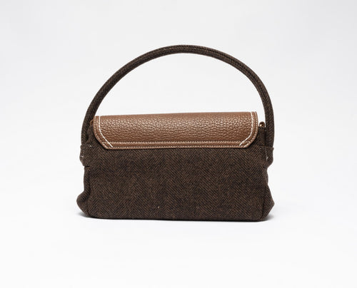 COFFEE | Baguette bag in tessuto spigato e ecopelle
