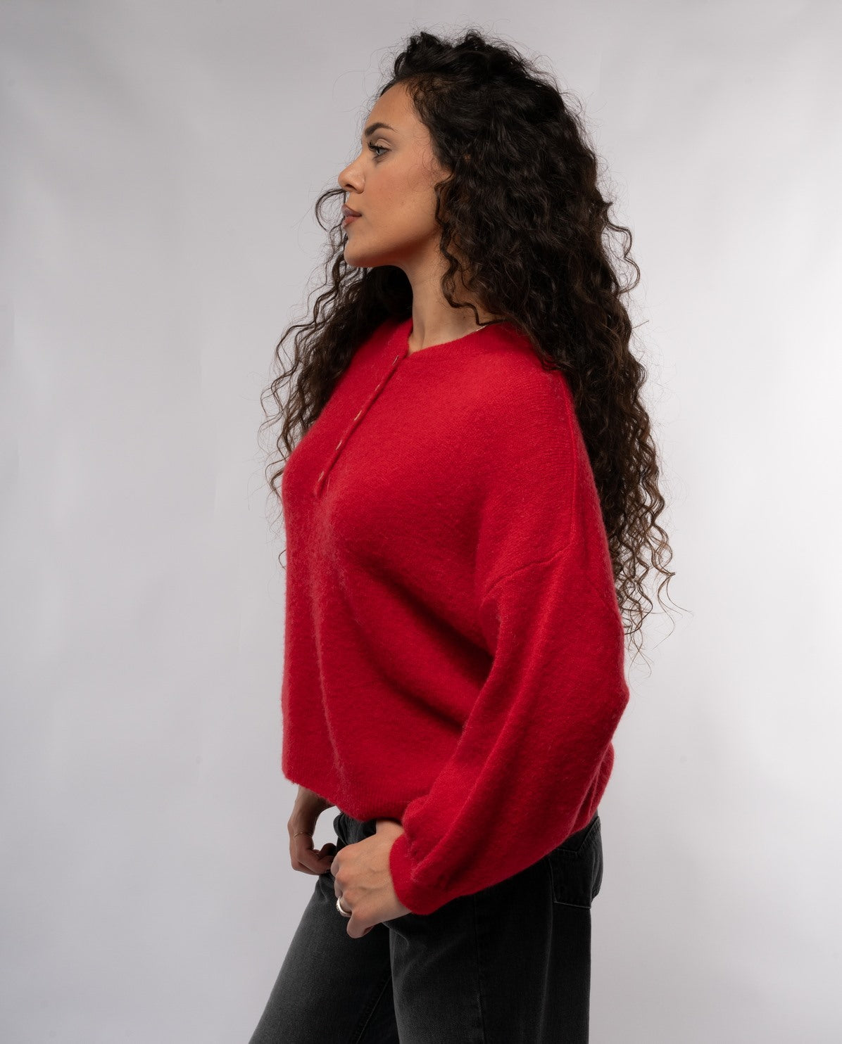 immagine-3-please-maglione-da-donna-please-in-maglia-maniche-lunghe-girocollo-con-bottoncini-rosso-maglieria-cardigan-m734724569_rosso