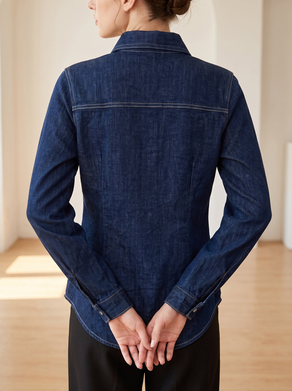 Camicia di jeans blu scuro slim fit