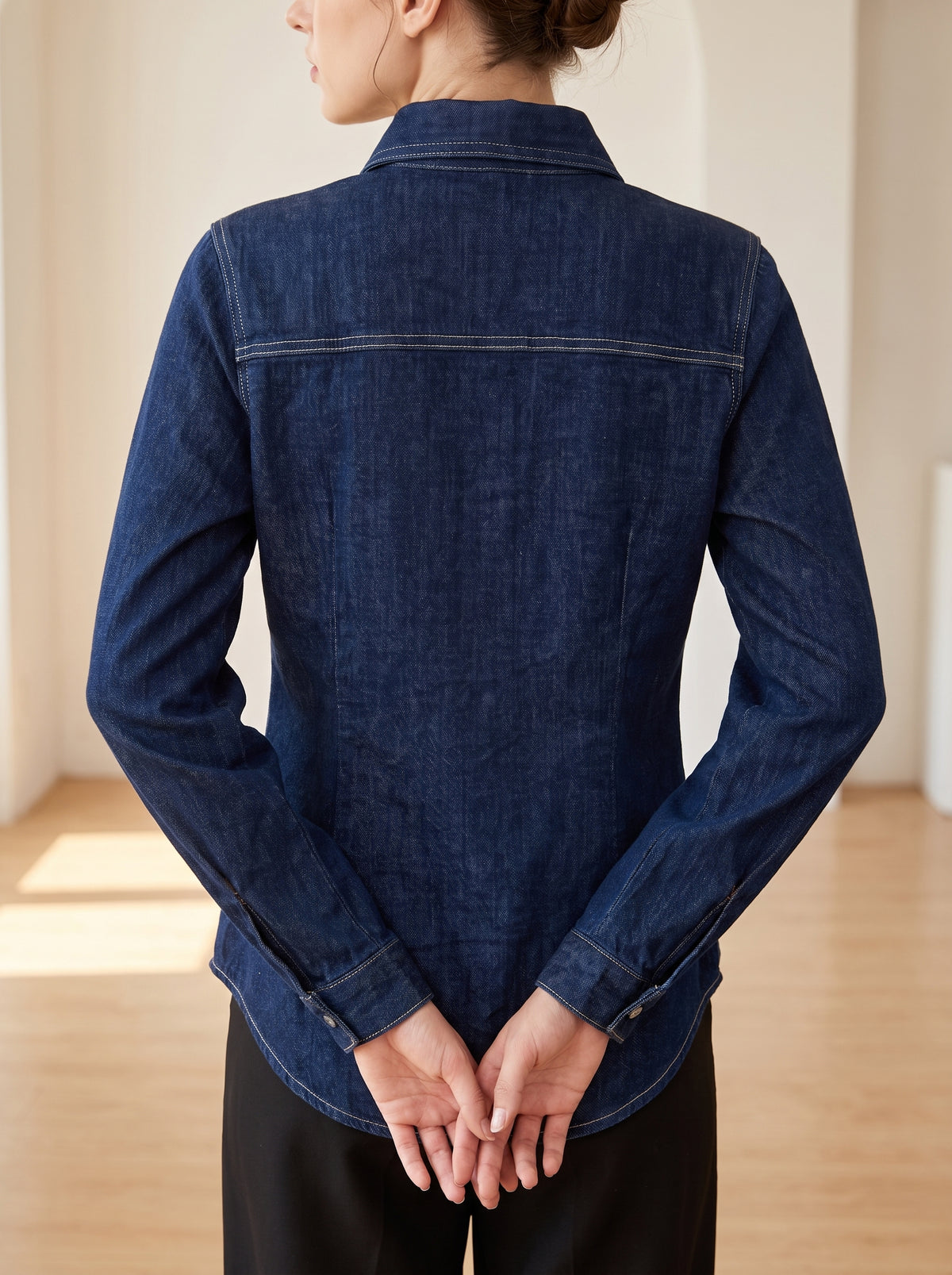 Camicia di jeans blu scuro slim fit