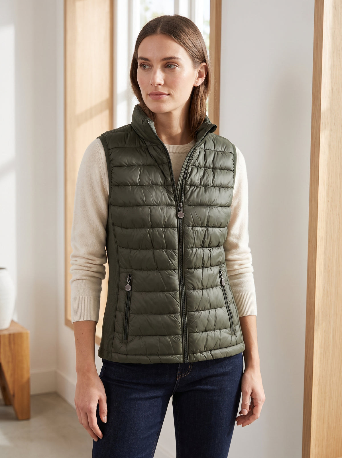 Gilet imbottito verde scuro extra slim in nylon
