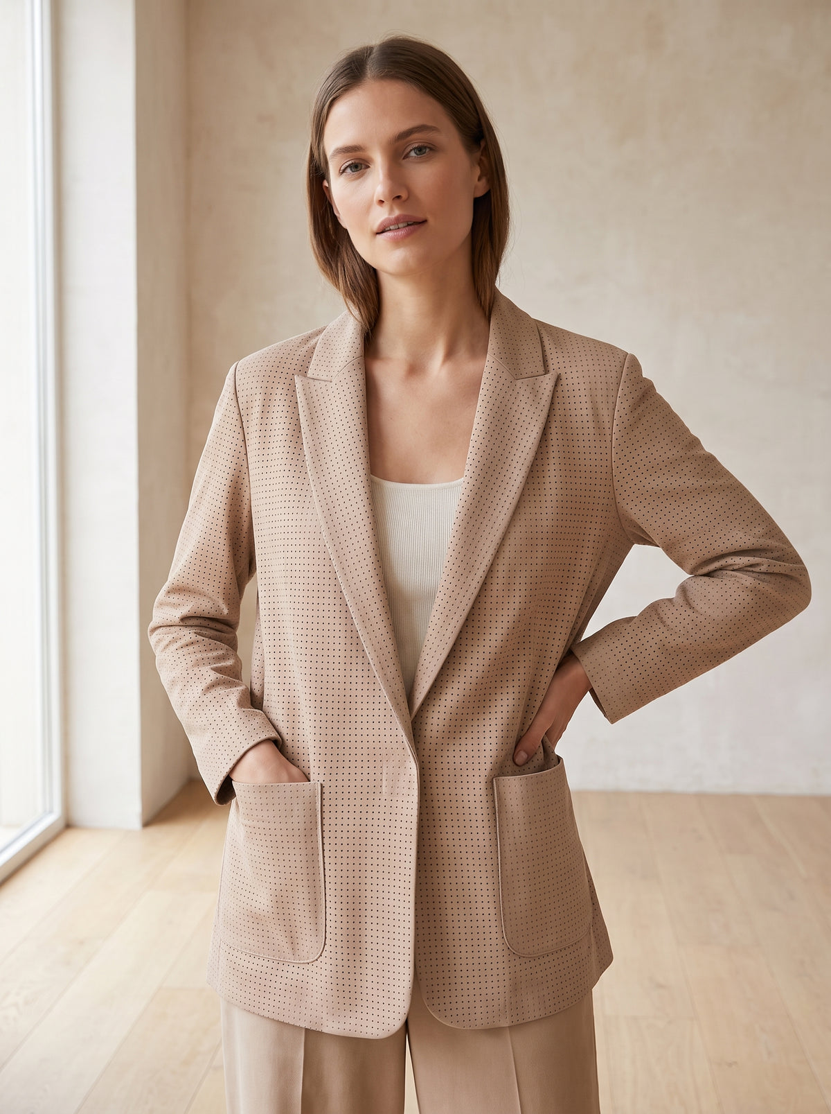 Blazer Zahjr destrutturato beige micro-traforato