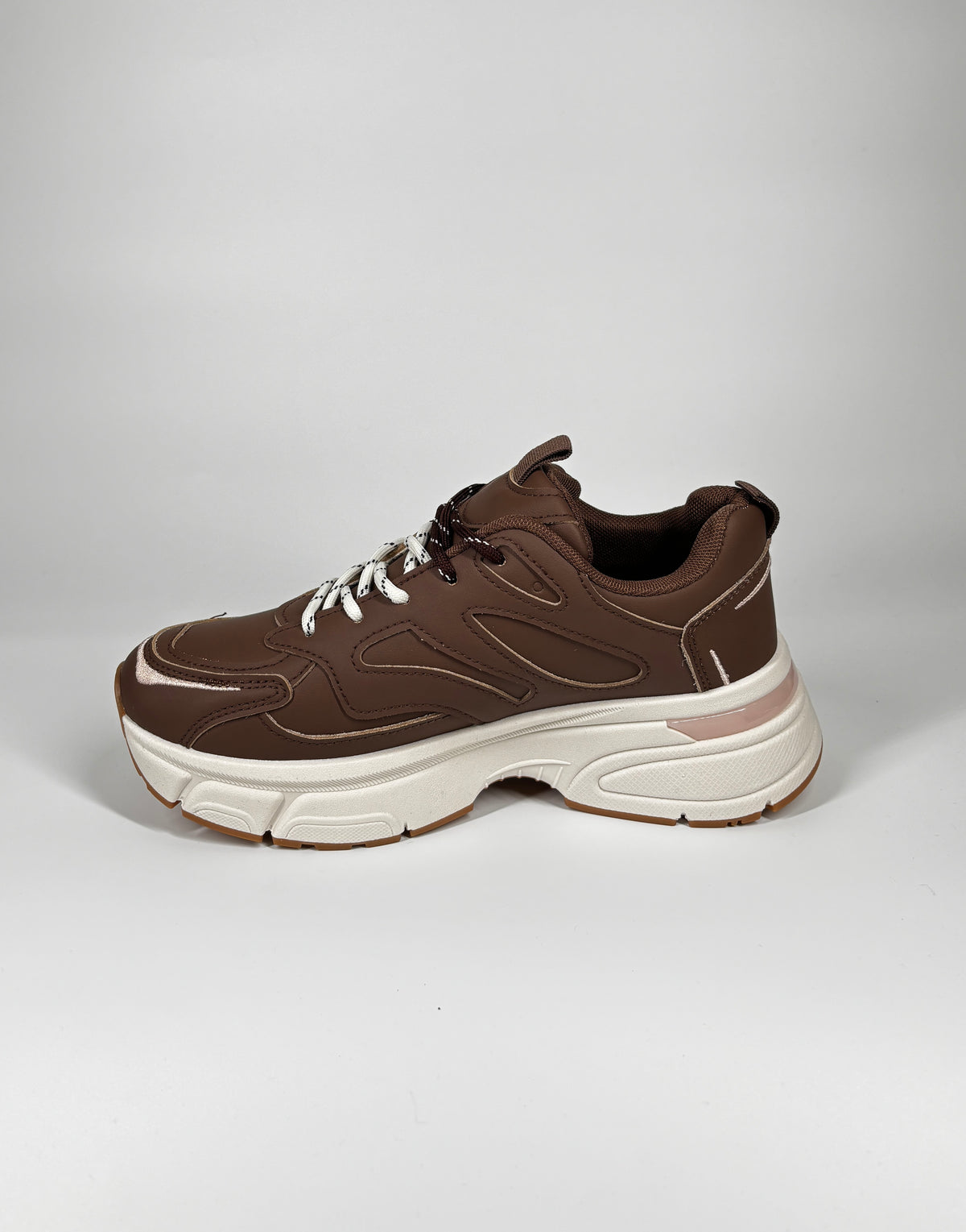Sneakers chunky in ecopelle - Marrone