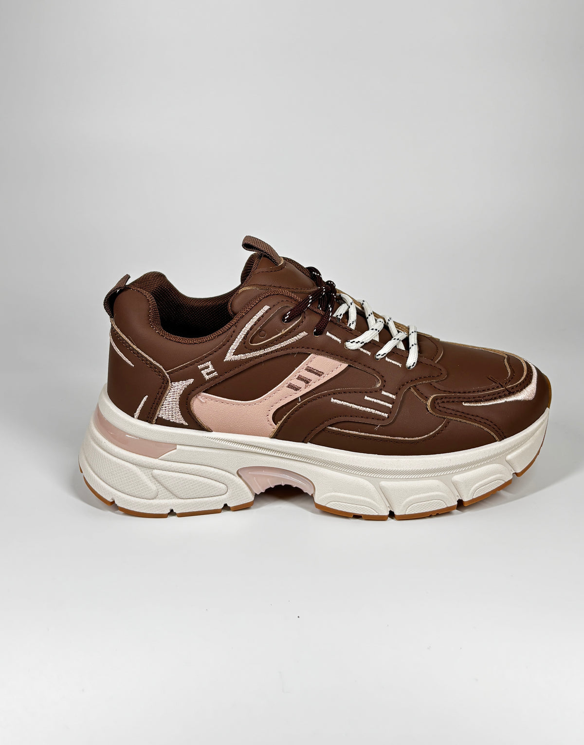 Sneakers chunky in ecopelle - Marrone