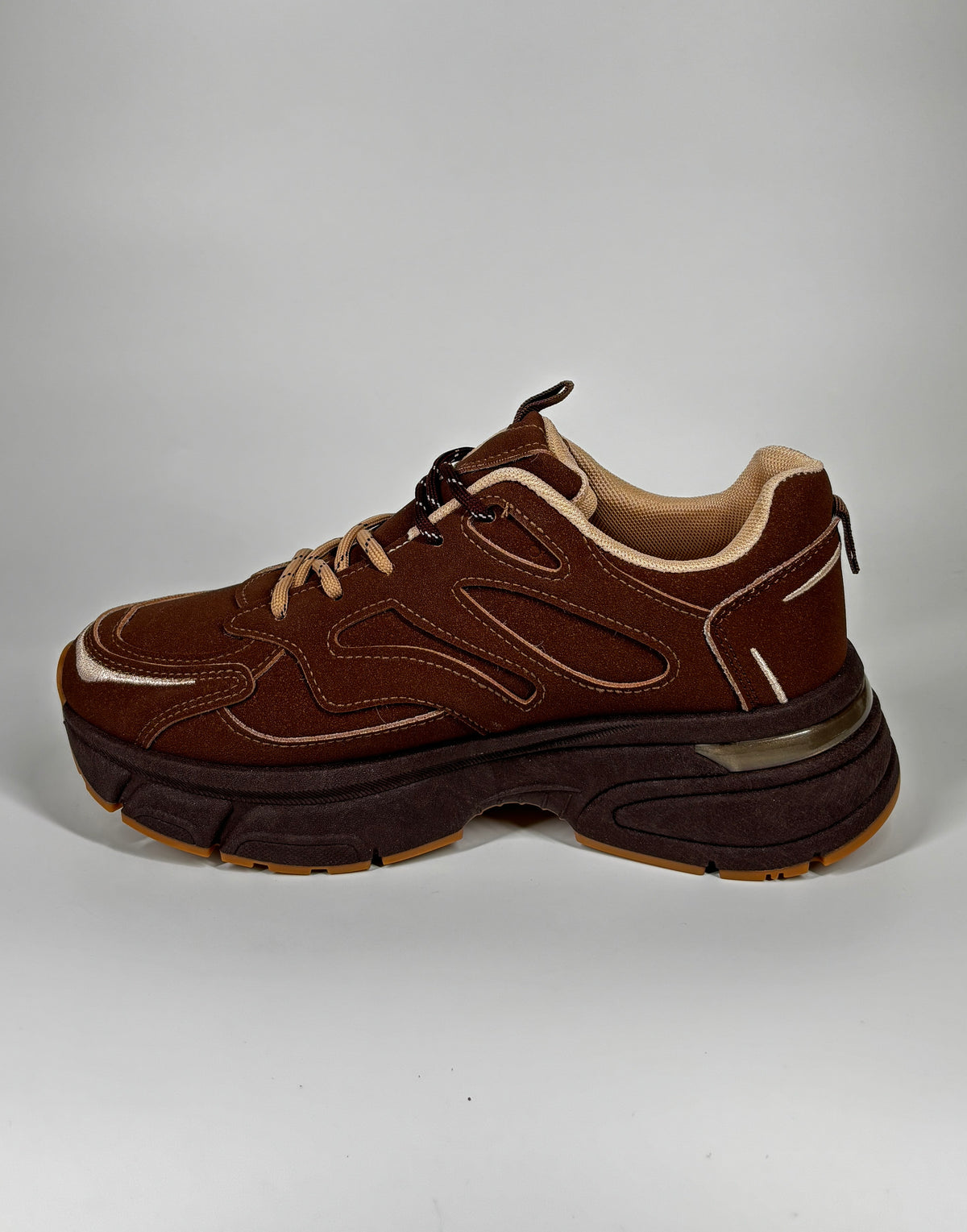 Sneakers chunky da donna in camoscio - marrone
