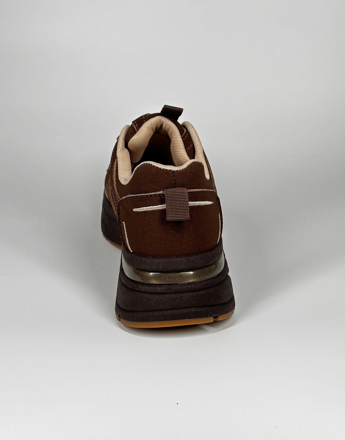 Sneakers chunky da donna in camoscio - marrone