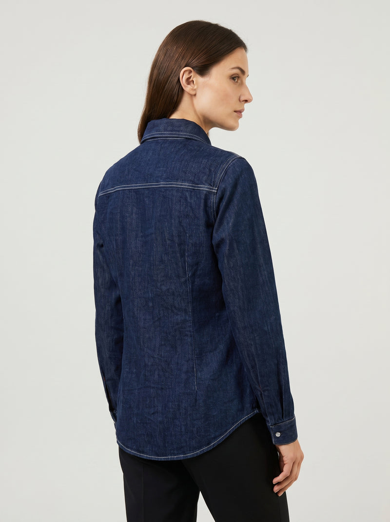 Camicia di jeans blu scuro slim fit