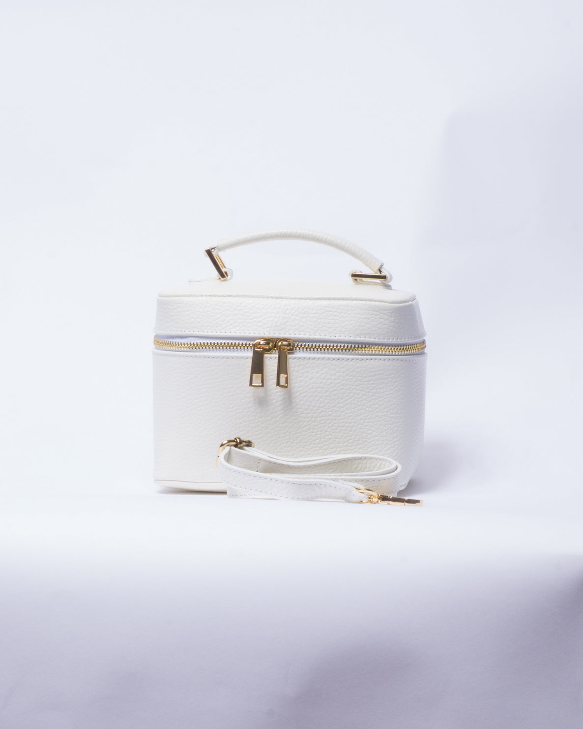 Borsa Beauty Case in Pelle con tracolla - Bianco