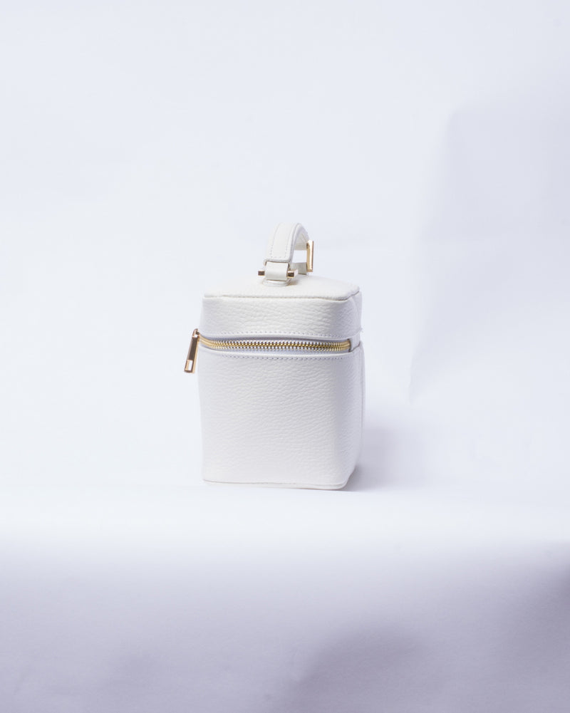 Borsa Beauty Case in Pelle con tracolla - Bianco