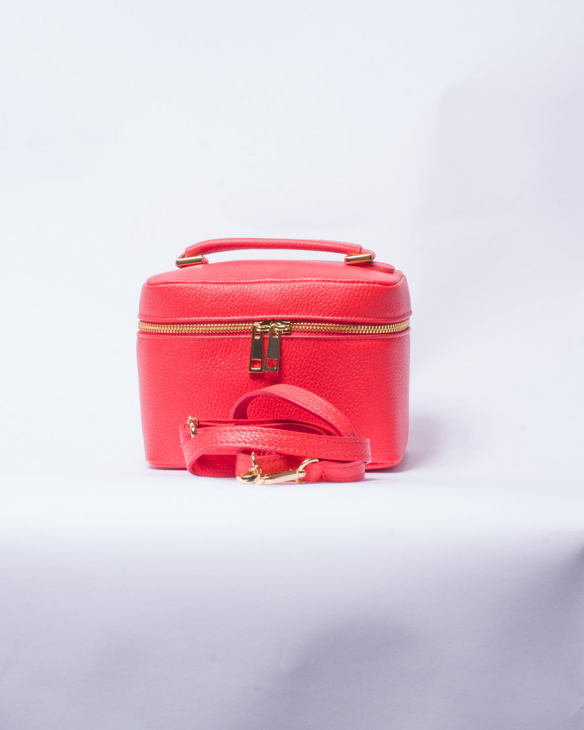 Borsa Beauty Case in Pelle con tracolla - Rossa